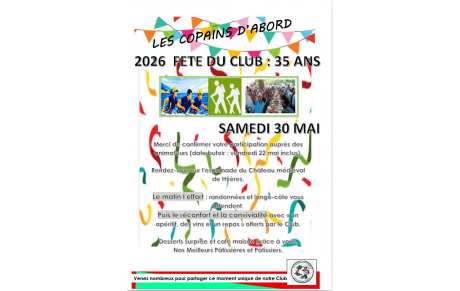 fête du club des randonneurs hyèrois le 30 mai.